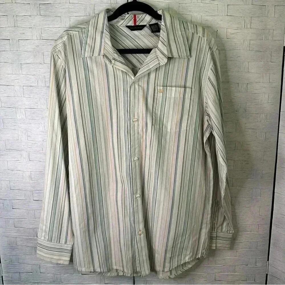 Sean John button down striped blouse, long sleeve office attire, plus size NWT